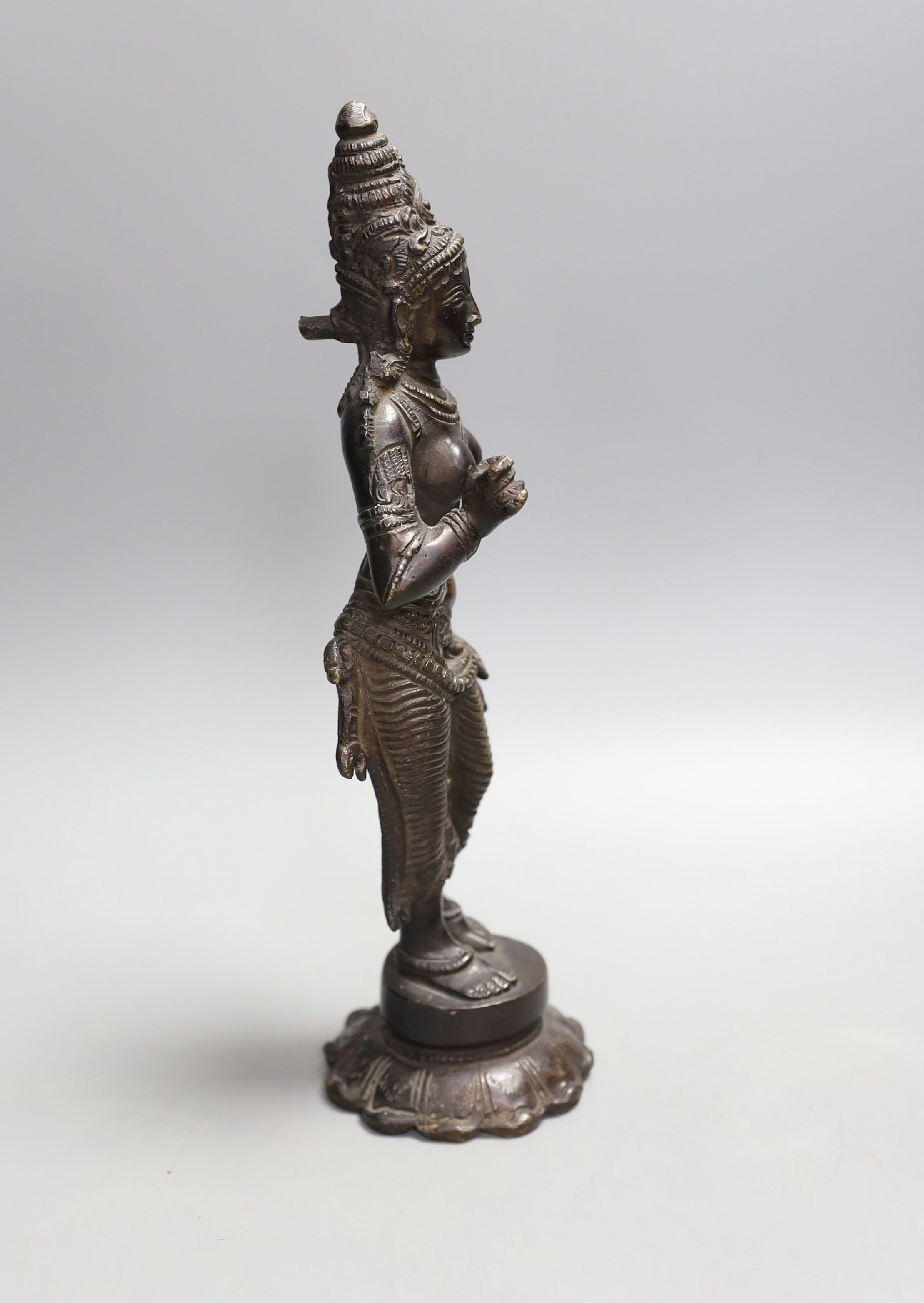 An Indian bronze figure of Parvati, 27.5cm tall